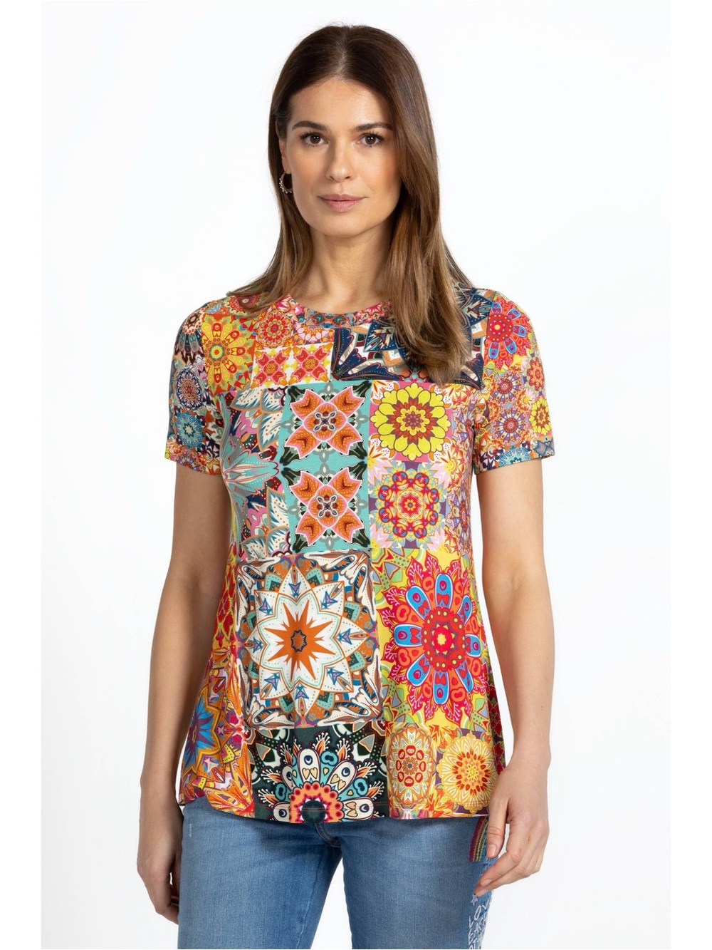 Johnny Was || Janie Favorite Short Sleeve Crew Neck Swing Tee Bamboo Multi M